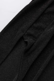 Blue Elegant Solid Patchwork Slit Half A Turtleneck One Step Skirt Dresses
