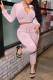 Pink Street Print Letter Zipper Collar Long Sleeve Two Pieces