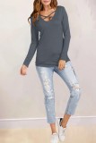 Grey Casual Print Patchwork Tops