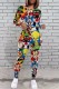 Colour Casual Print Basic O Neck Long Sleeve Two Pieces