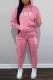 Pink Street Print Letter Hooded Collar Long Sleeve Two Pieces