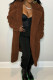 Coffee Casual Solid Patchwork Turndown Collar Outerwear