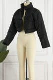 Pink Casual Solid Patchwork Mandarin Collar Outerwear