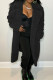 Black Casual Solid Patchwork Turndown Collar Outerwear