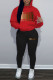 Red Casual Print Patchwork Hooded Collar Long Sleeve Two Pieces