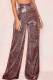 Red Casual Solid Patchwork High Waist Wide Leg Solid Color Bottoms