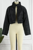 Pink Casual Solid Patchwork Mandarin Collar Outerwear