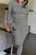 Grey Casual Patchwork Zipper Hooded Collar Long Sleeve Two Pieces