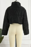 Pink Casual Solid Patchwork Mandarin Collar Outerwear