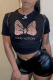 Black Daily Vintage Print Patchwork Letter O Neck T-Shirts
