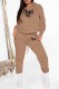 Camel Street Print Letter Hooded Collar Long Sleeve Two Pieces