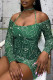 Green Sexy Print Patchwork Halter Pencil Skirt Dresses