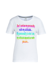 White Casual Daily Gradual Change Print Letter O Neck T-Shirts