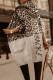Light Gray Street Print Leopard Patchwork Hooded Collar Outerwear