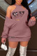 Purple Sexy Print Patchwork V Neck Long Sleeve Two Pieces