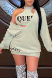 Pink Sexy Print Patchwork V Neck Long Sleeve Two Pieces