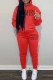 Red Casual Print Letter Hooded Collar Long Sleeve Two Pieces