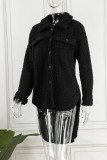 Coffee Street Solid Patchwork Turndown Collar Outerwear