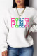 White Casual Print Patchwork O Neck Tops