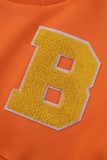 Orange Casual Street Solid Embroidered Patchwork O Neck Tops