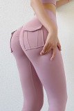 Apricot Grey Casual Sportswear Solid Patchwork Pocket