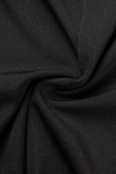 Black Street Solid Tassel Turndown Collar Long Sleeve Two Pieces