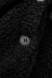 Coffee Street Solid Patchwork Turndown Collar Outerwear