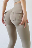 Grey Casual Sportswear Solid Patchwork Pocket