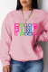Pink Casual Print Patchwork O Neck Tops