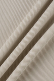 Skin Color Sexy Solid Hollowed Out Half A Turtleneck Long Sleeve Two Pieces