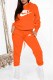 Orange Street Print Letter Hooded Collar Long Sleeve Two Pieces