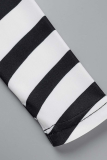 Black Street Striped Patchwork Half A Turtleneck Skinny Jumpsuits
