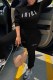 Black Casual Print Letter O Neck Long Sleeve Two Pieces