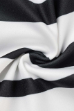 Black Street Striped Patchwork Half A Turtleneck Skinny Jumpsuits