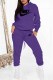 Purple Street Print Letter Hooded Collar Long Sleeve Two Pieces