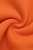 Orange Casual Street Solid Embroidered Patchwork O Neck Tops