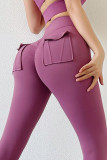 Pink Purple Casual Sportswear Solid Patchwork Pocket