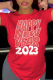 Red Casual Vintage Print Patchwork O Neck T-Shirts