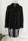 Coffee Street Solid Patchwork Turndown Collar Outerwear