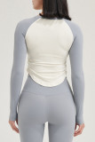 White Grey Casual Sportswear Solid Patchwork Asymmetrical
