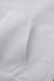White Casual Print Patchwork Hooded Collar Long Sleeve Two Pieces