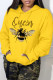 Yellow Casual Print Basic Hooded Collar Tops