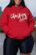 Red Casual Print Patchwork Hooded Collar Tops