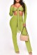 Green Yellow Sexy Casual Solid Patchwork Off the Shoulder Long Sleeve Two Pieces