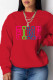 Red Casual Print Patchwork O Neck Tops