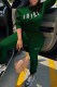 Dark Green Casual Print Letter O Neck Long Sleeve Two Pieces