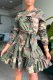 Green Street Camouflage Print Letter O Neck A Line Dresses