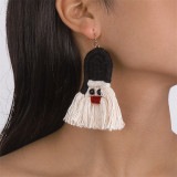 Red Casual Daily Patchwork Tassel Earrings