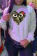Grey Casual Print Patchwork O Neck Tops