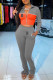 Grey Casual Print Patchwork Zipper Long Sleeve Two Pieces